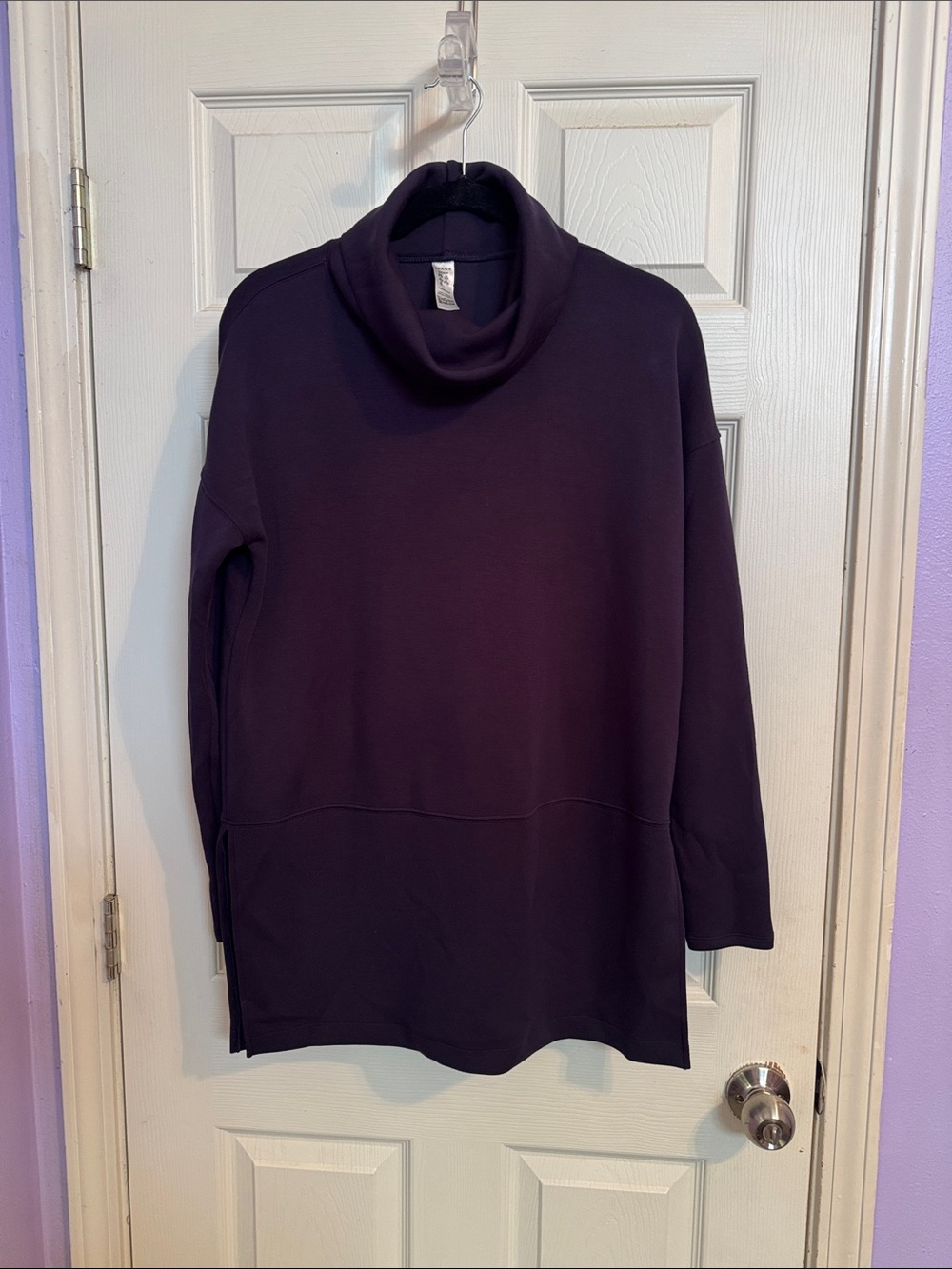 Spanx Cowl Neck Longline Sweater in Deep Plum